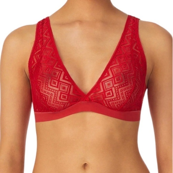 DKNY Pure Lace Bralette in Brick Red Small New - Picture 1 of 8